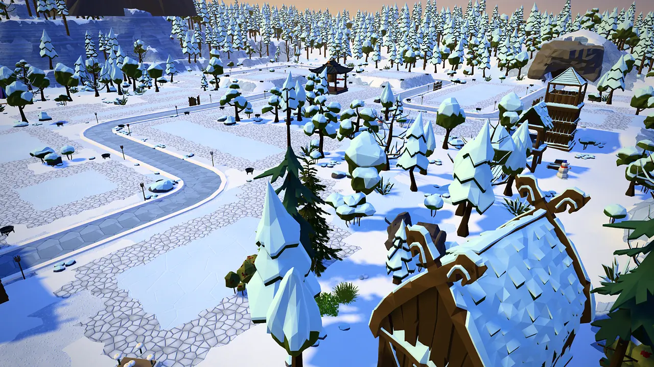 Hold the Line, an anime tower defense made with the Game Maker by the BloxMaps team: a winding path through a snowy village