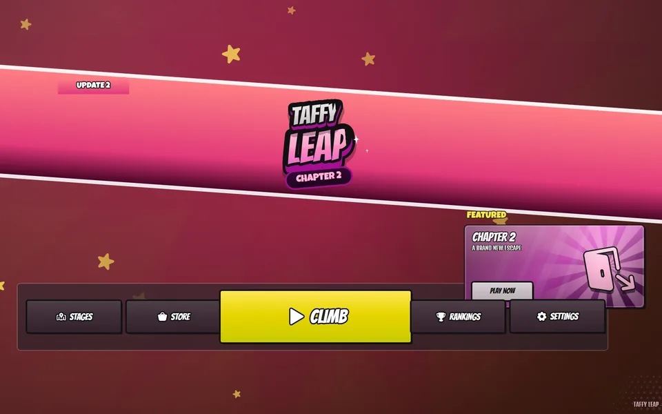 An obby title screen made with the BloxMaps UI designer: the game's logo, a big Climb button and Stages, Store, Rankings and Settings buttons